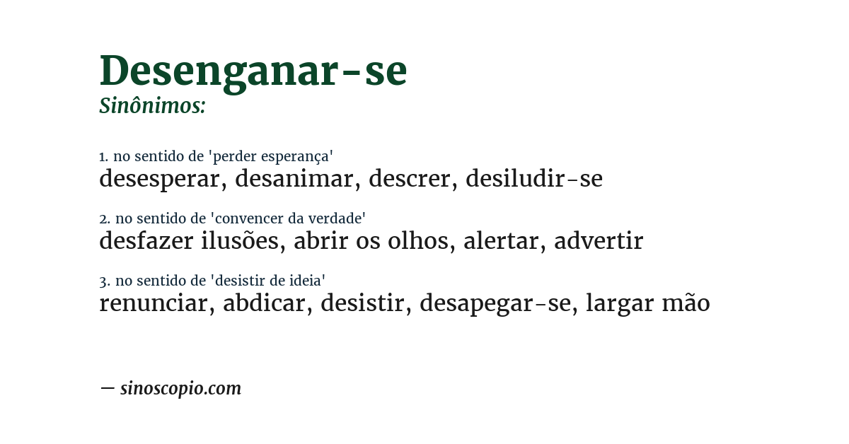 Sinônimo de desenganar-se