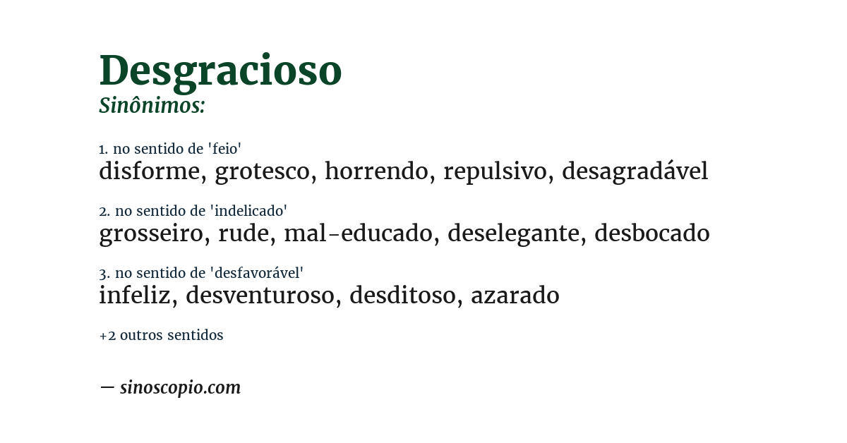 Sinônimo de desgracioso