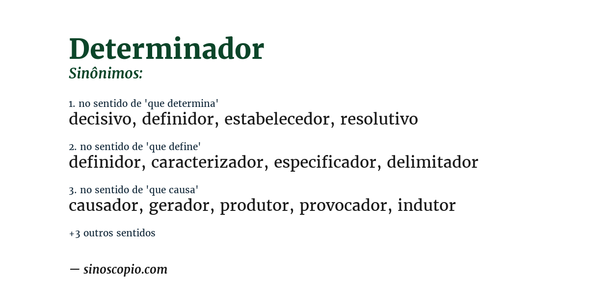 Sinônimo de determinador