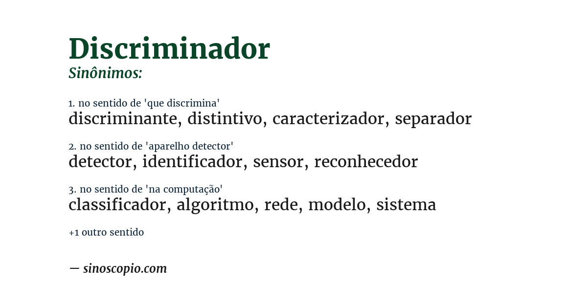 Sinônimo de discriminador
