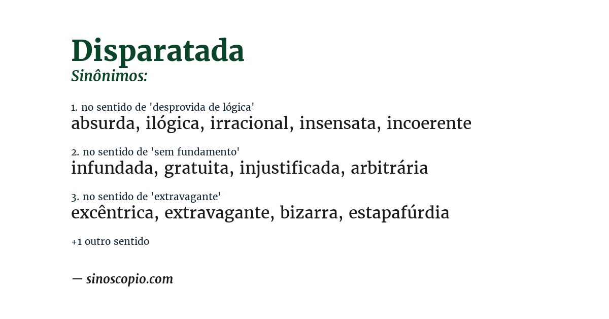 Sinônimo de disparatada
