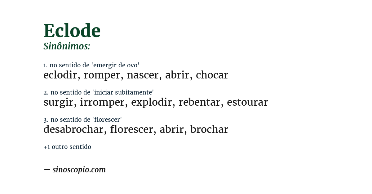Sinônimo de eclode