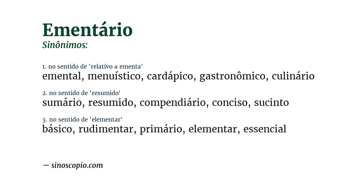 Sinônimo de ementário