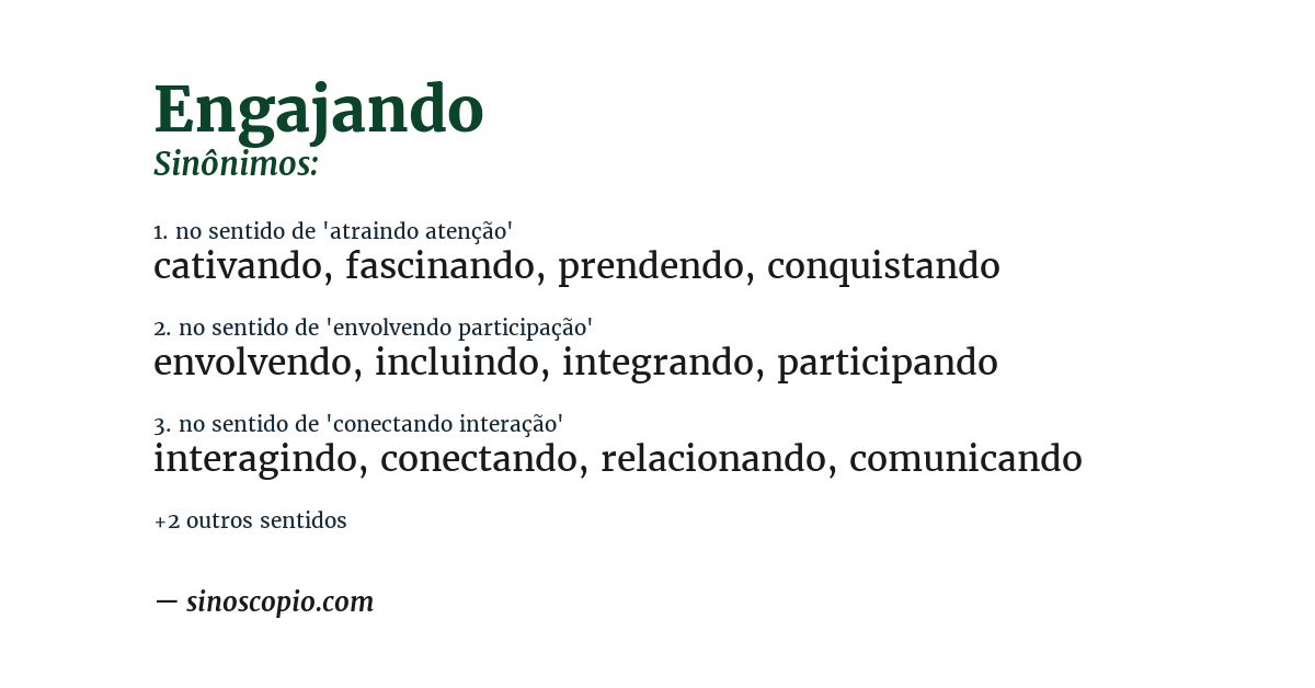 Sinônimo de engajando