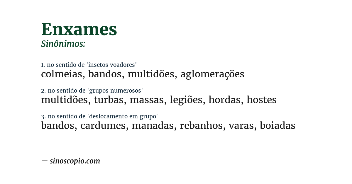 Sinônimo de enxames