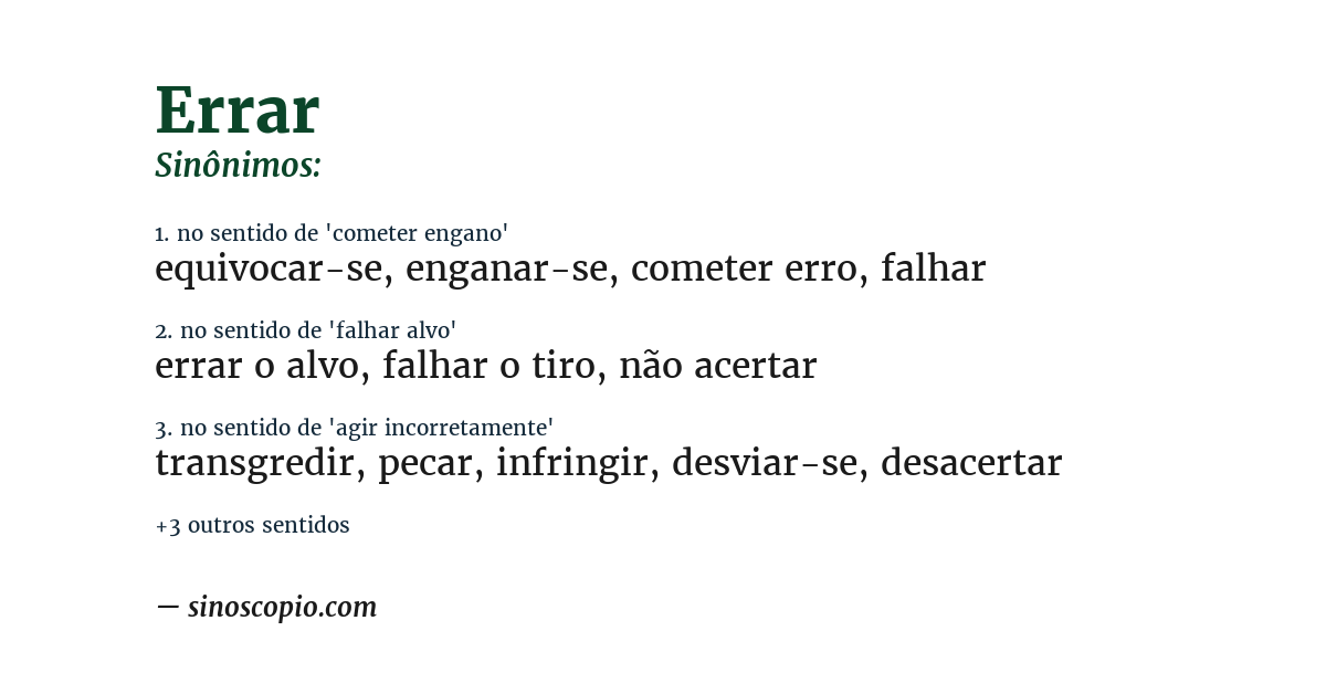 Sinônimo de errar
