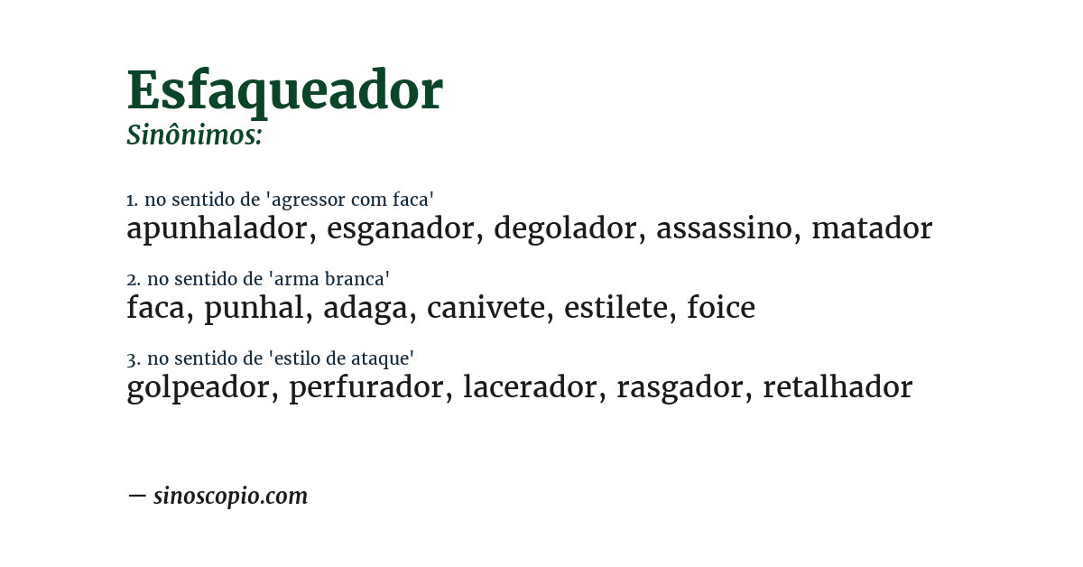 Sinônimo de esfaqueador