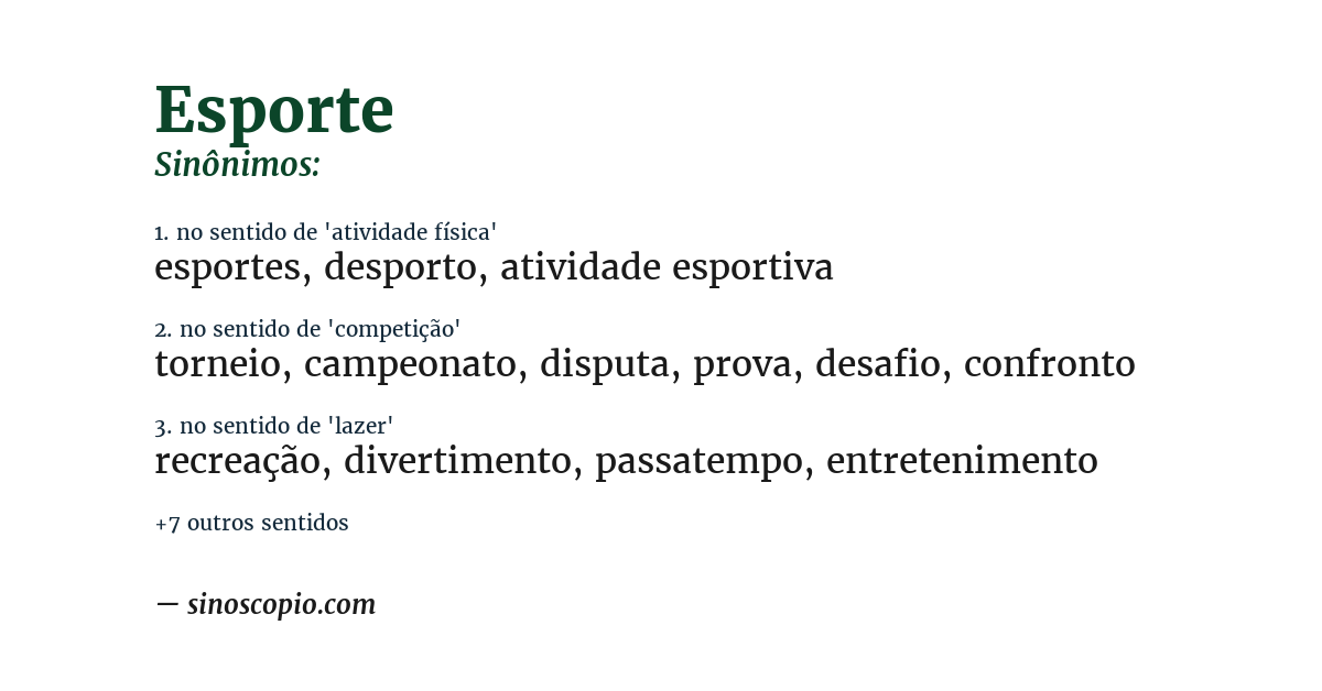 Sinônimo de esporte