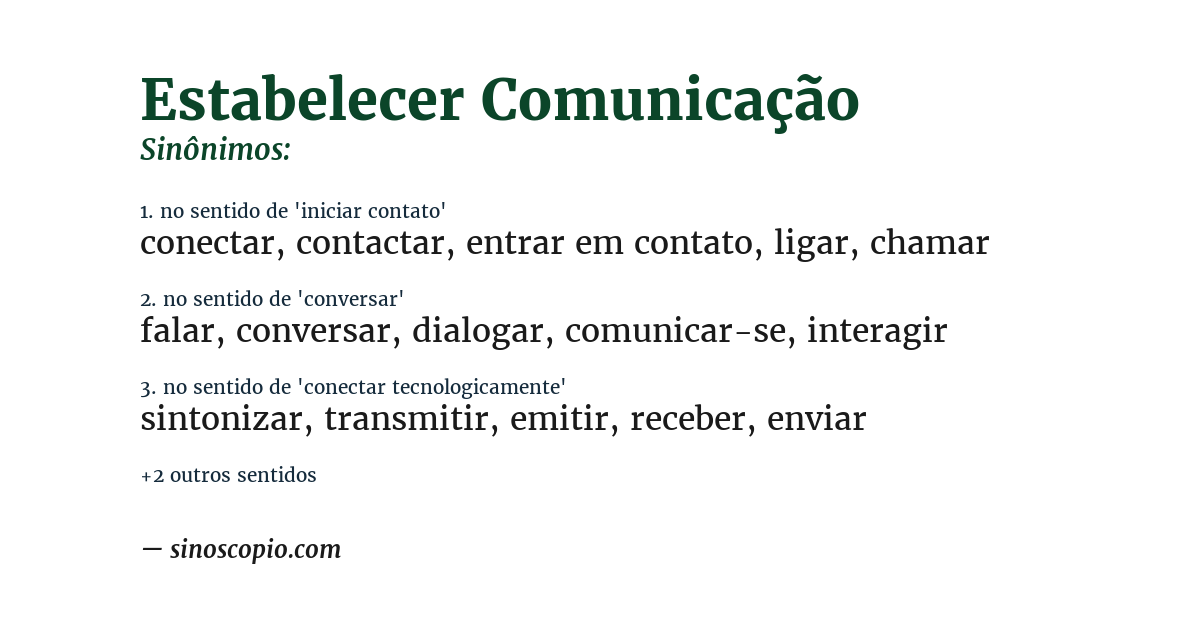 Sinônimo de estabelecer comunicação