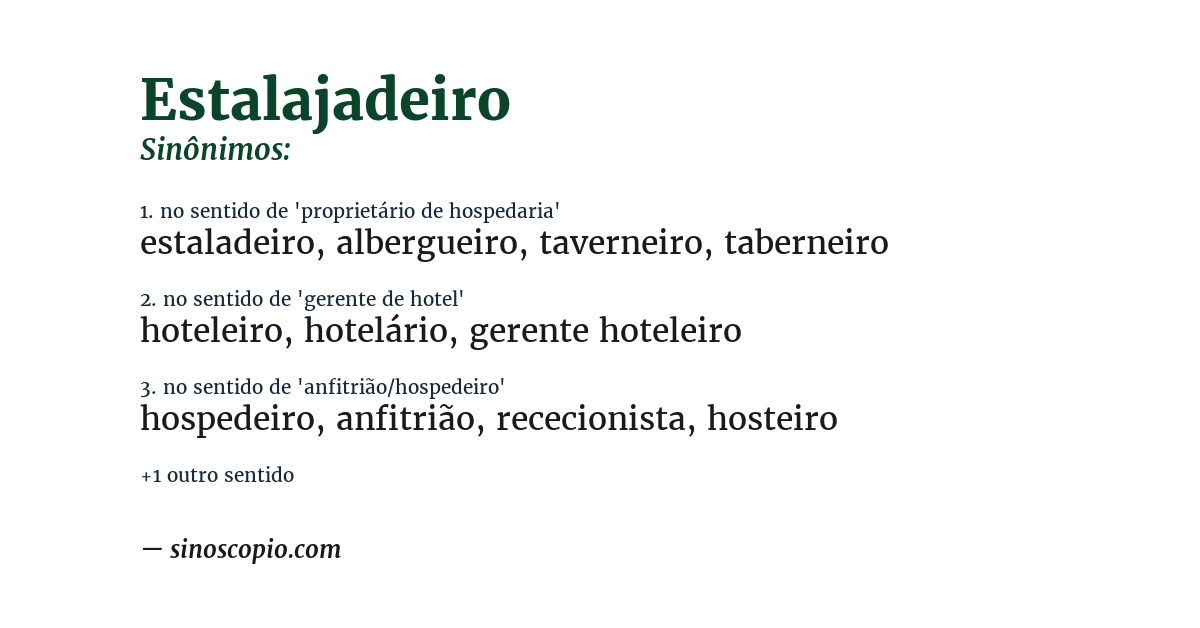 Sinônimo de estalajadeiro