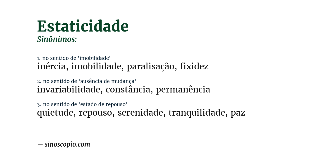Sinônimo de estaticidade