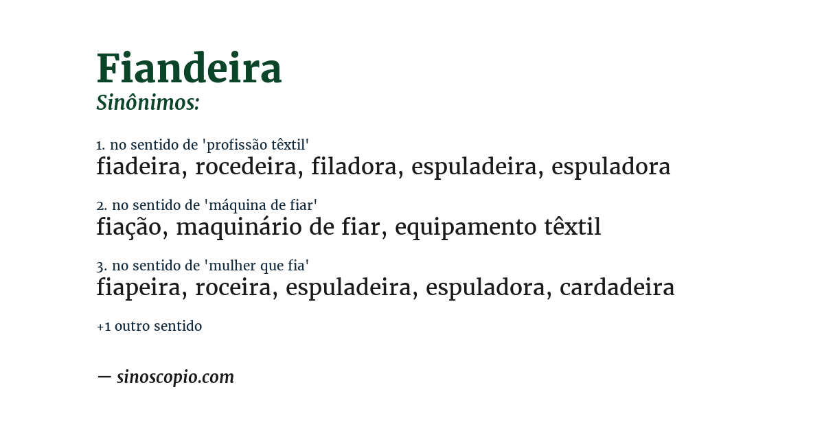 Sinônimo de fiandeira