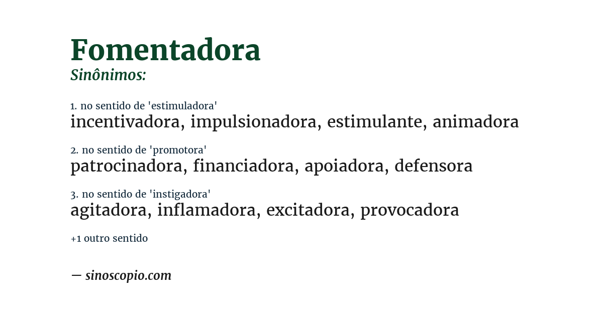 Sinônimo de fomentadora
