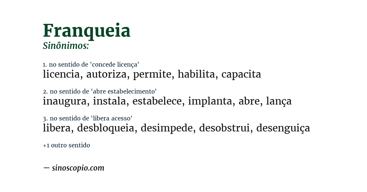 Sinônimo de franqueia