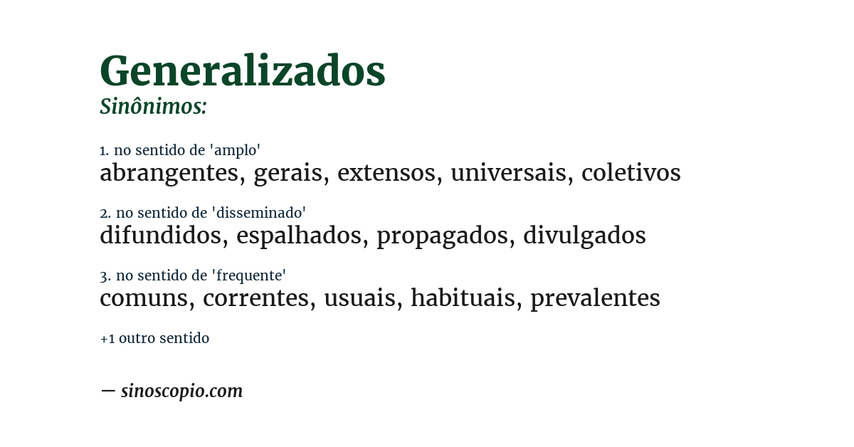 Sinônimo de generalizados