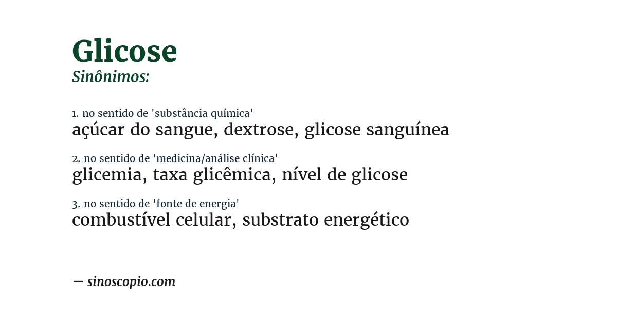 Sinônimo de glicose