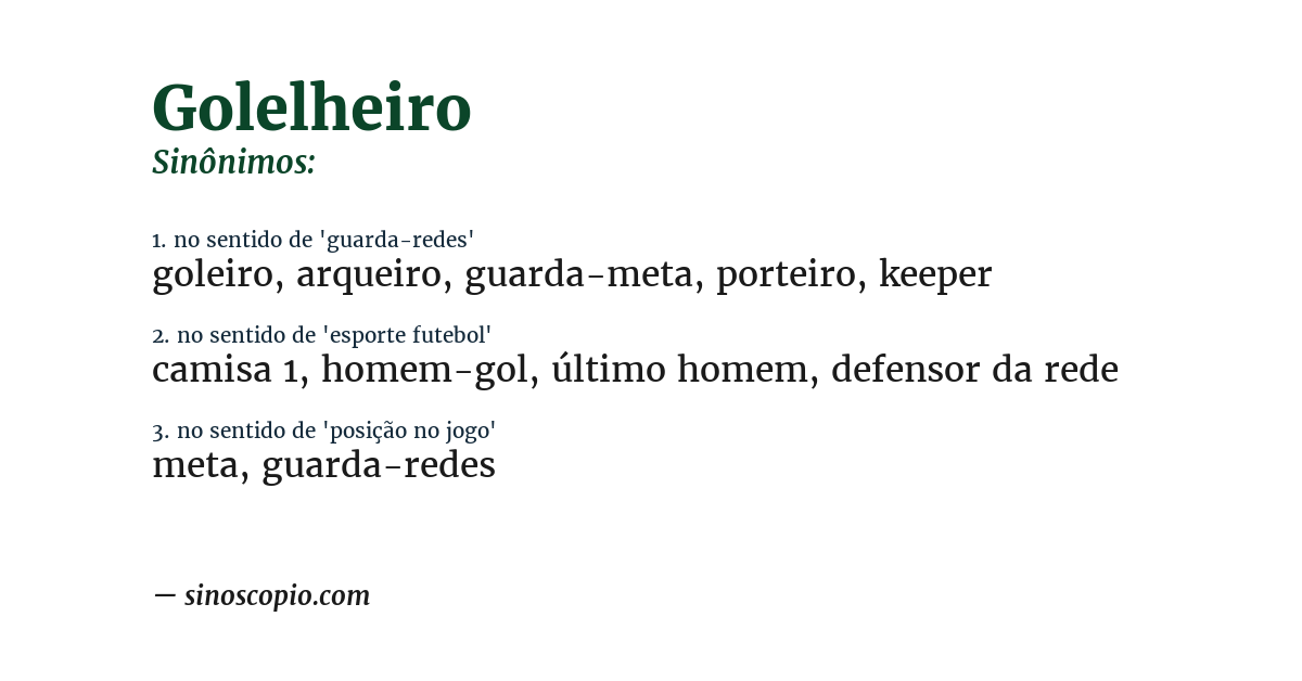 Sinônimo de golelheiro