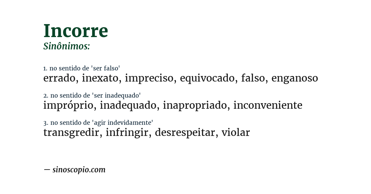 Sinônimo de incorre