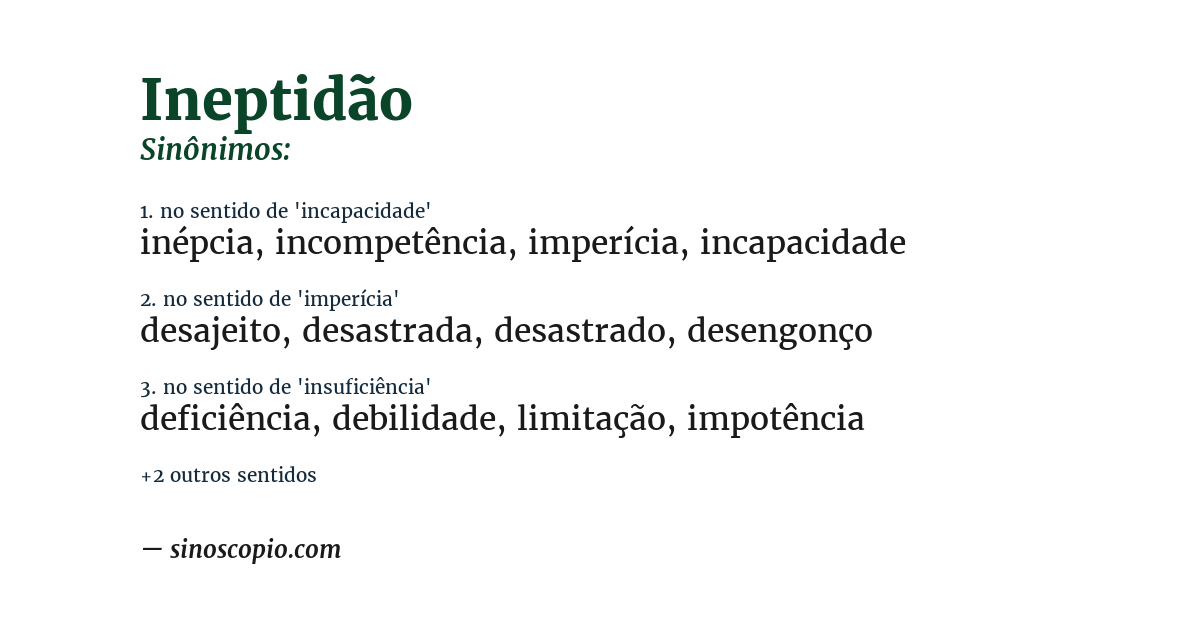 Sinônimo de ineptidão