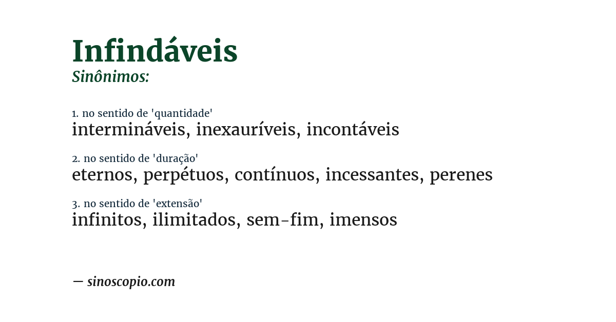 Sinônimo de infindáveis