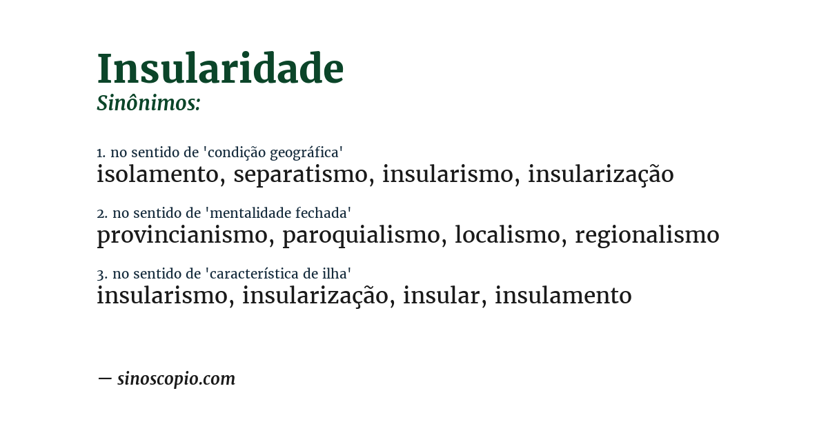 Sinônimo de insularidade