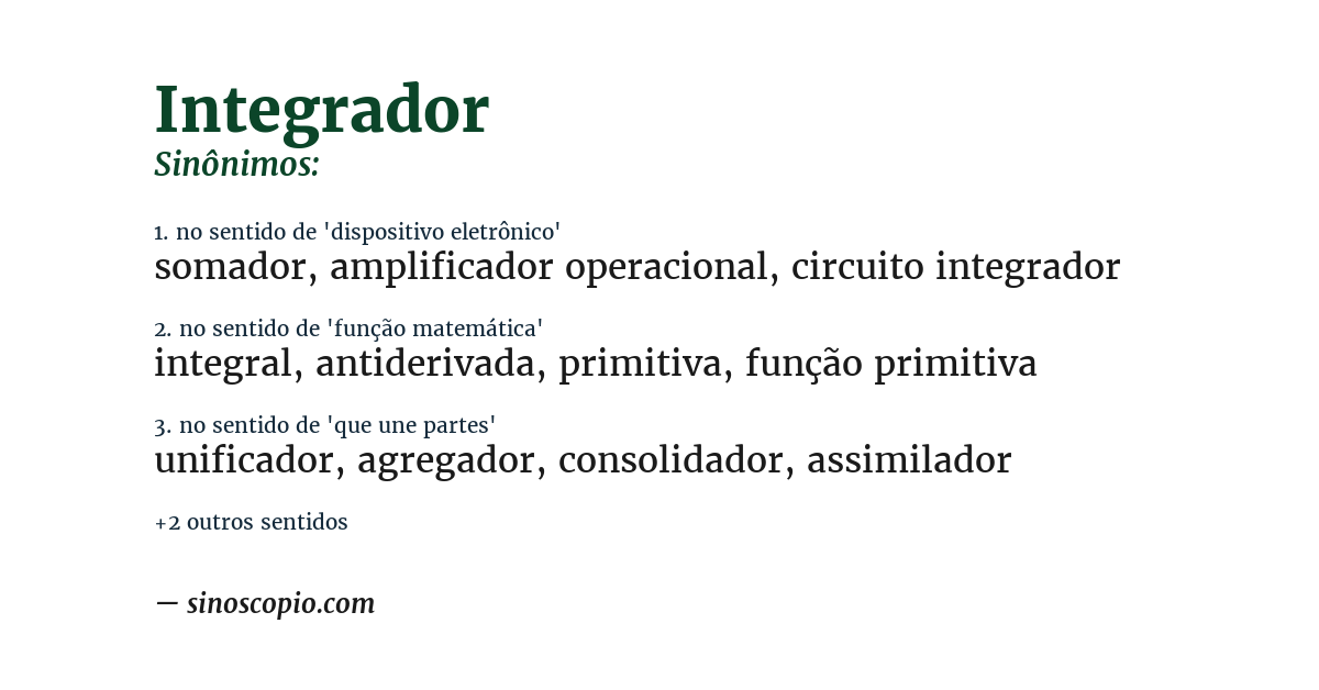 Sinônimo de integrador