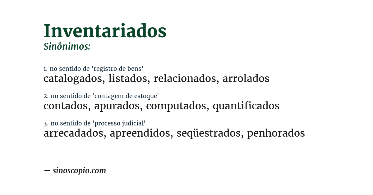 Sinônimo de inventariados
