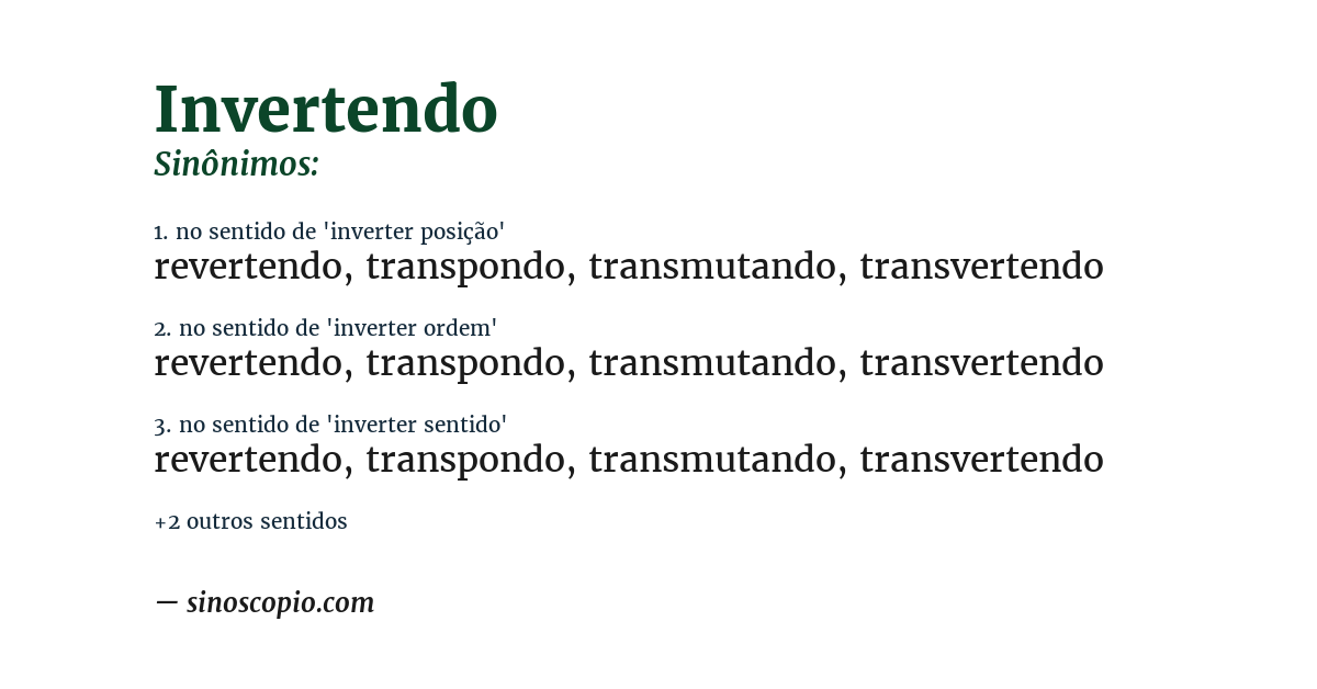 Sinônimo de invertendo