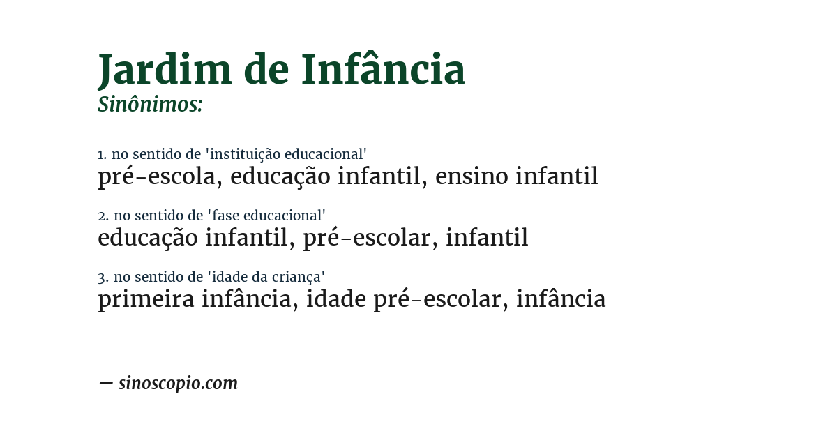 Sinônimo de jardim de infância