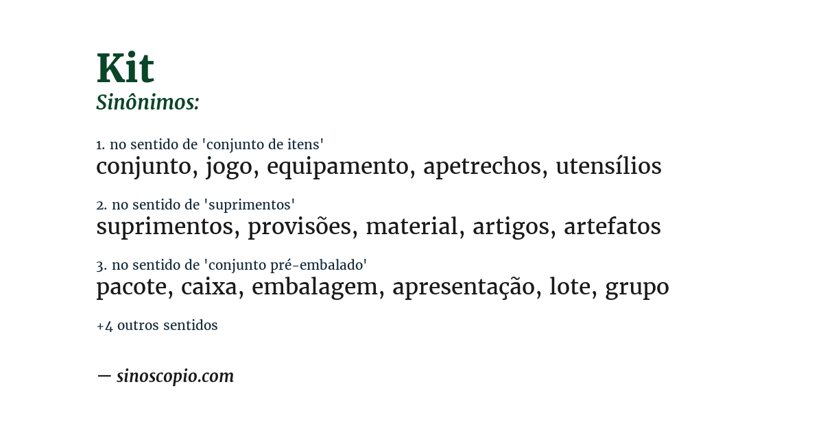 Sinônimo de kit