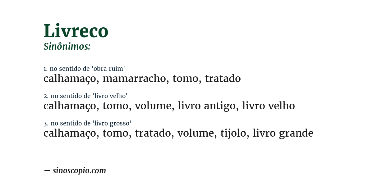 Sinônimo de livreco