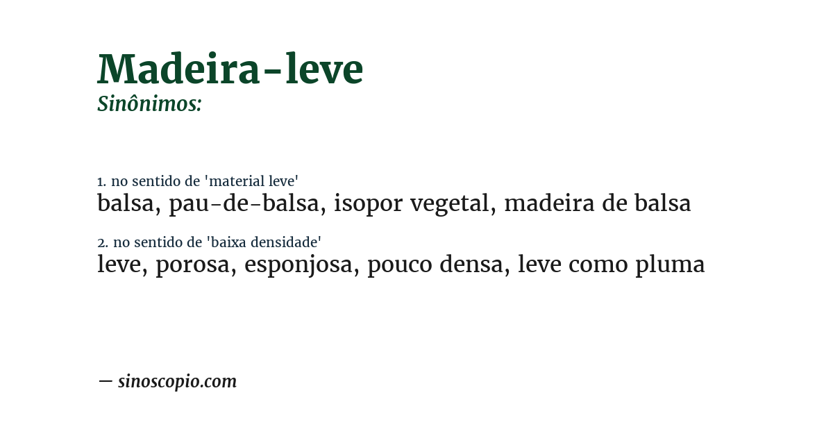 Sinônimo de madeira-leve