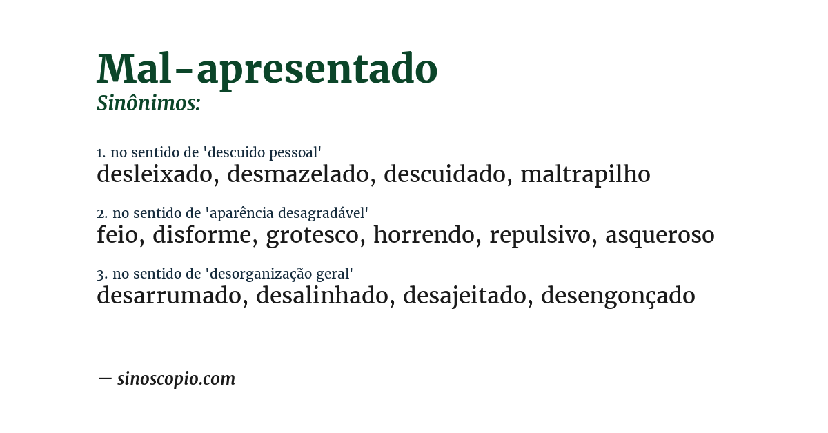 Sinônimo de mal-apresentado