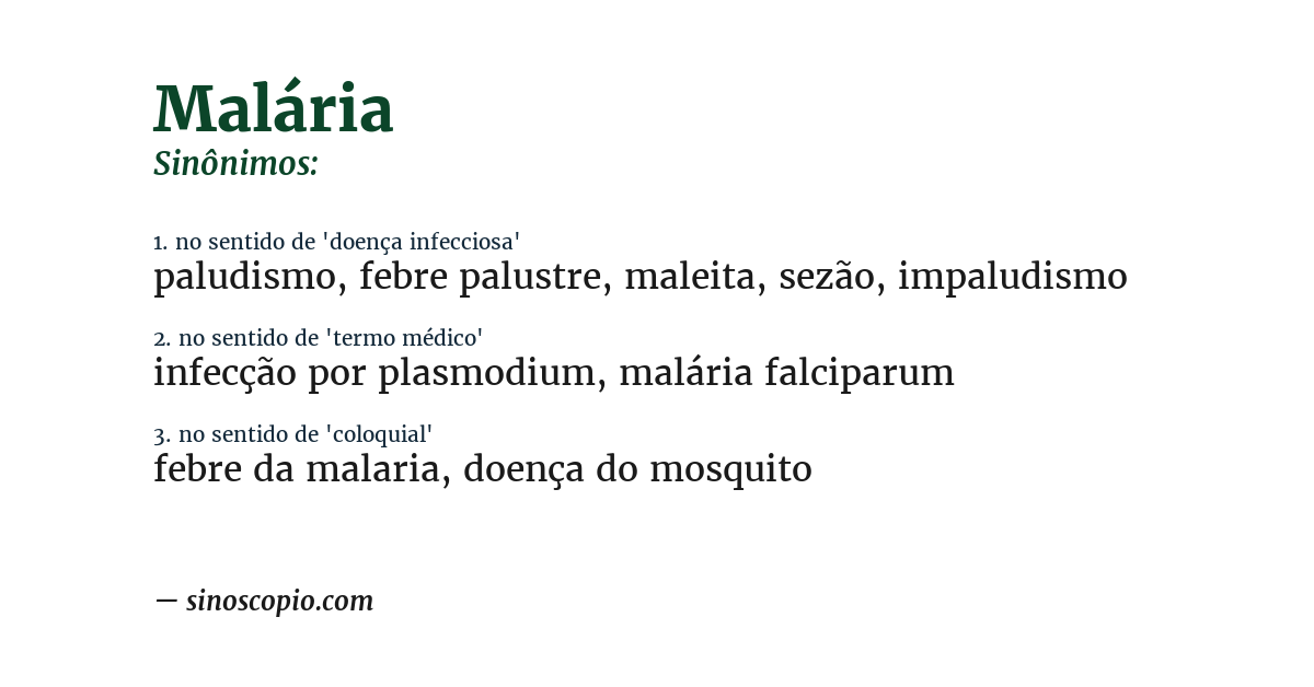 Sinônimo de malária