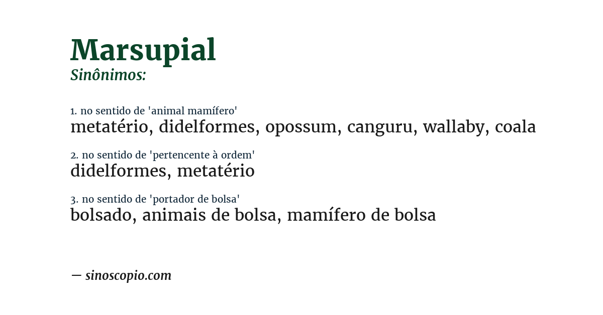 Sinônimo de marsupial
