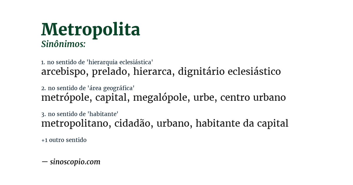 Sinônimo de metropolita