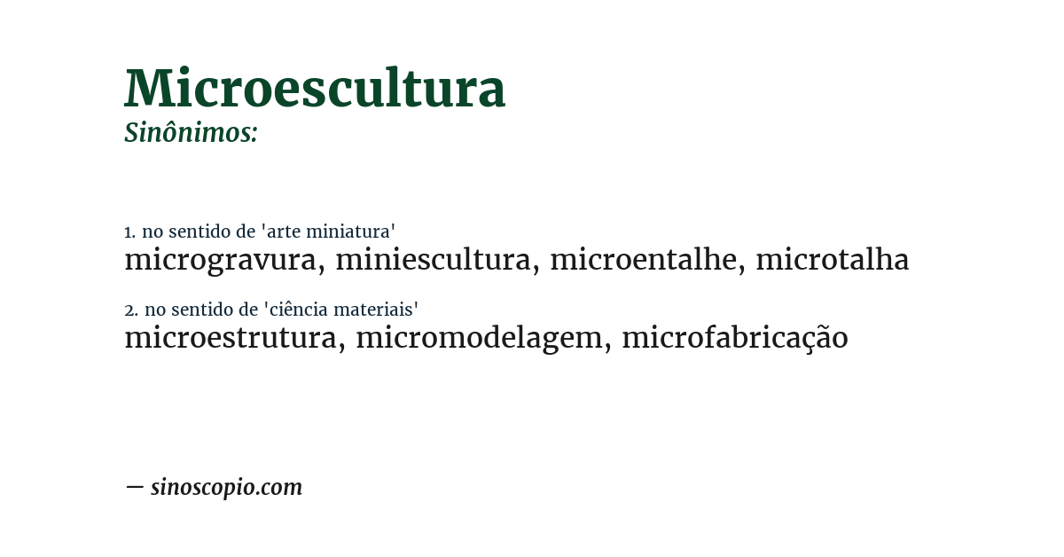 Sinônimo de microescultura