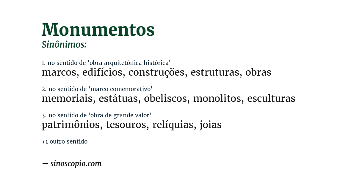 Sinônimo de monumentos
