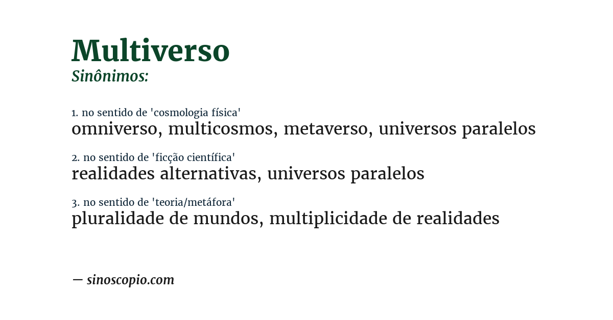 Sinônimo de multiverso