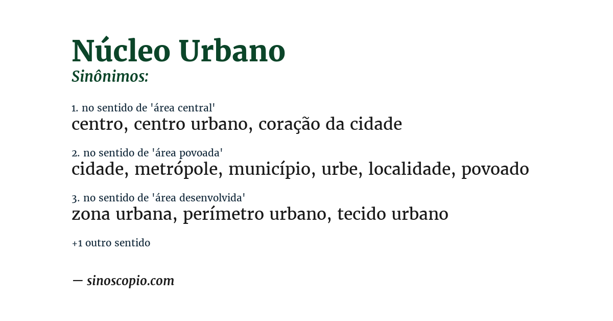Sinônimo de núcleo urbano