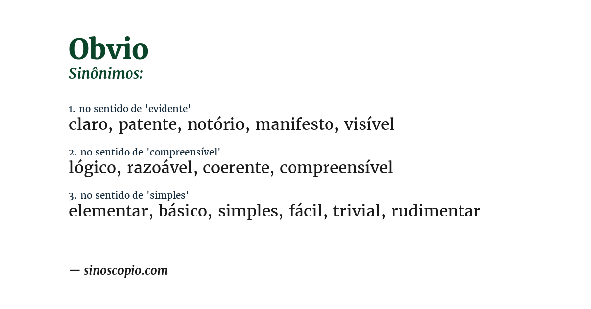 Sinônimo de obvio