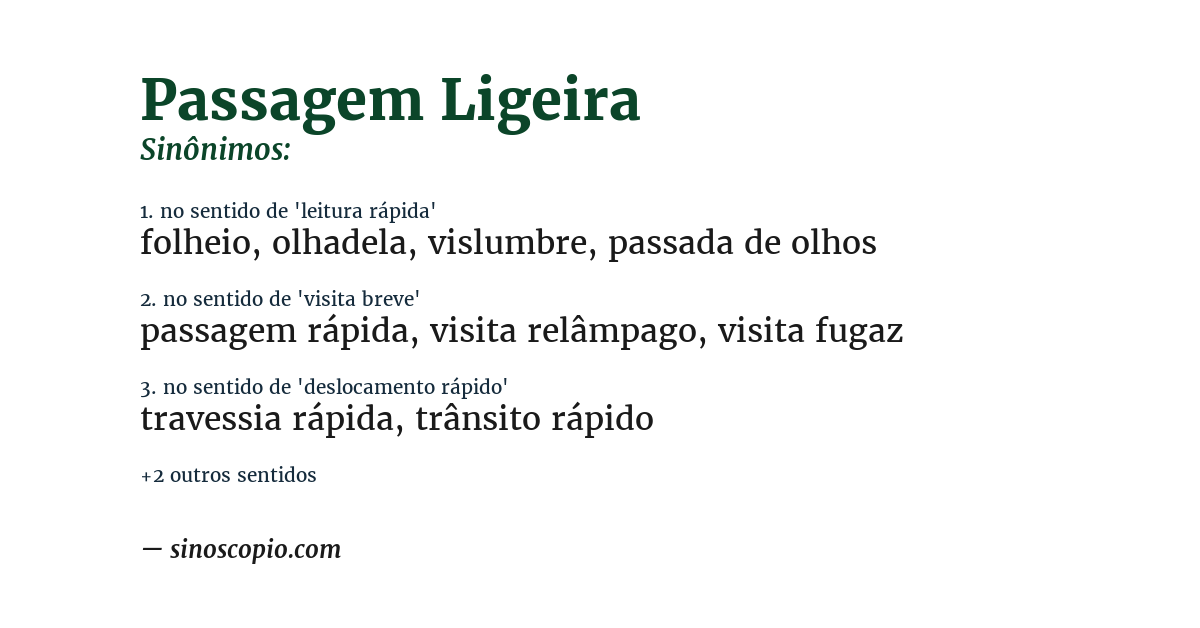 Sinônimo de passagem ligeira