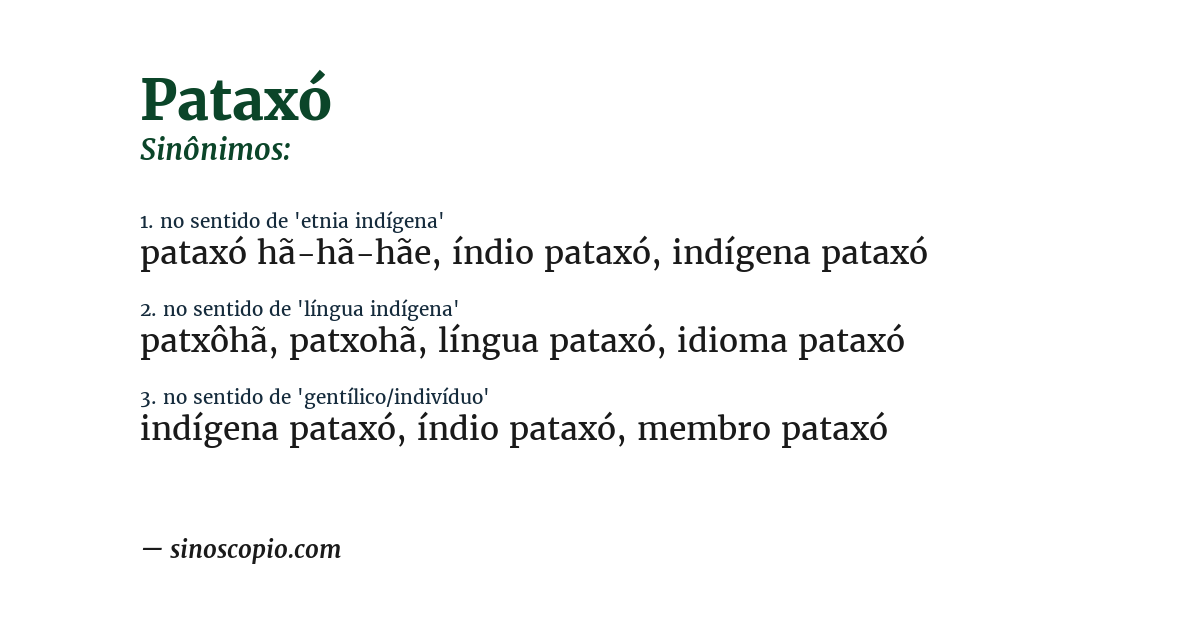 Sinônimo de pataxó