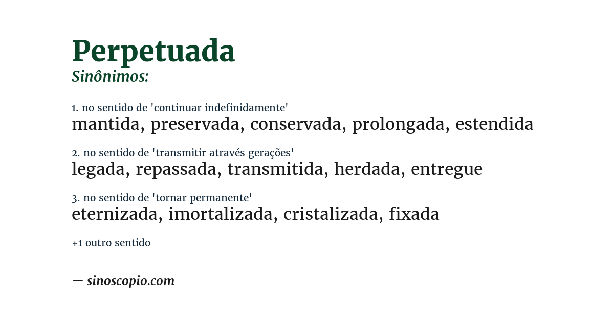 Sinônimo de perpetuada