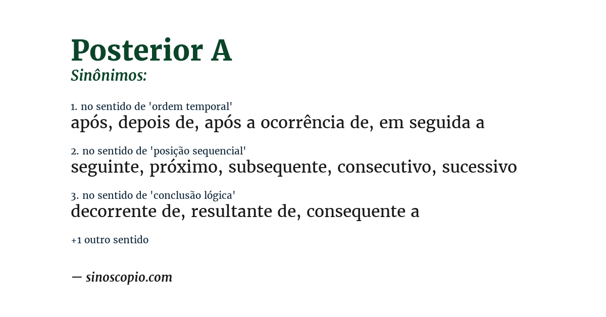 Sinônimo de posterior a
