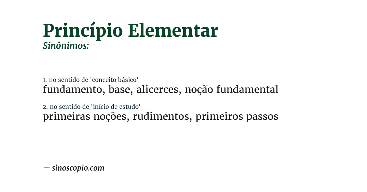 Sinônimo de princípio elementar