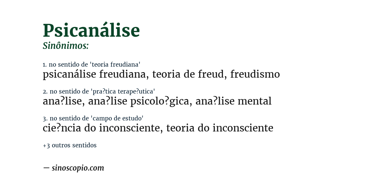 Sinônimo de psicanálise