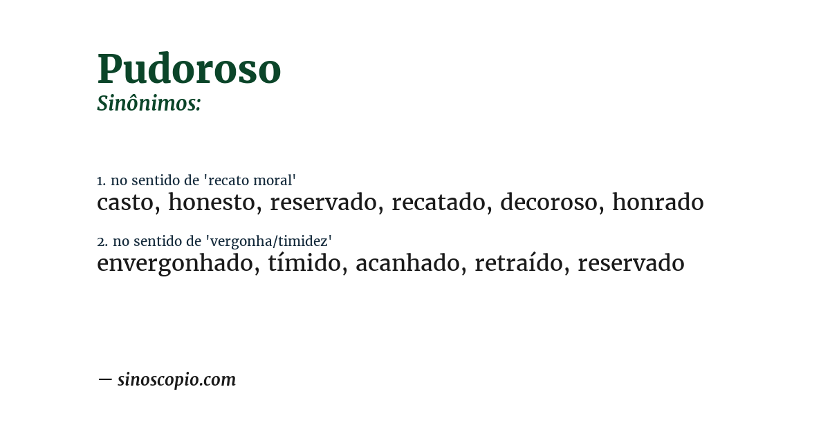 Sinônimo de pudoroso