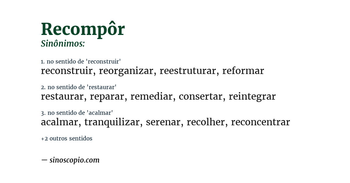 Sinônimo de recompôr