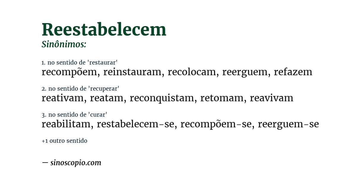Sinônimo de reestabelecem